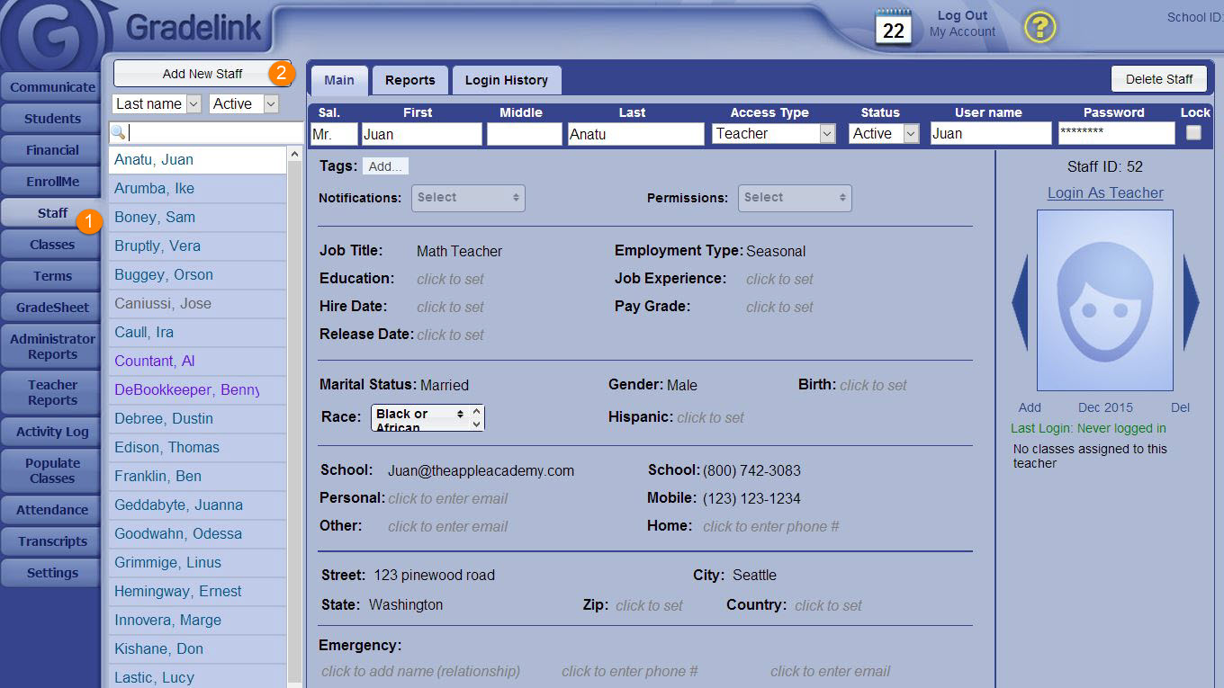 Creating A New Staff Account Gradelink Support Community